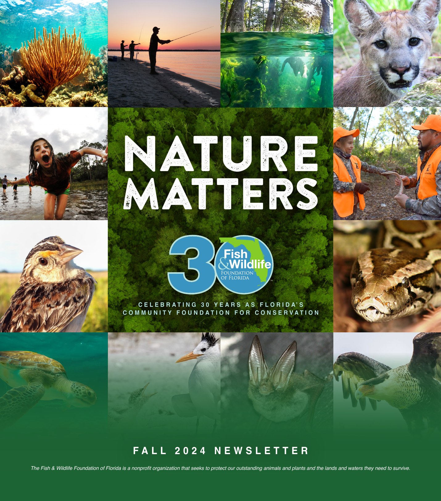 Cover of the Fall 2024 Nature Matters newsletter celebrating 30 years of conservation